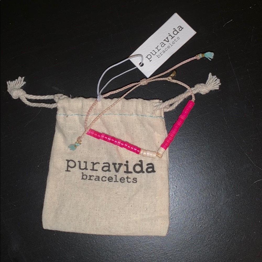 Pura Vida Pink and Tan Beaded Bracelet